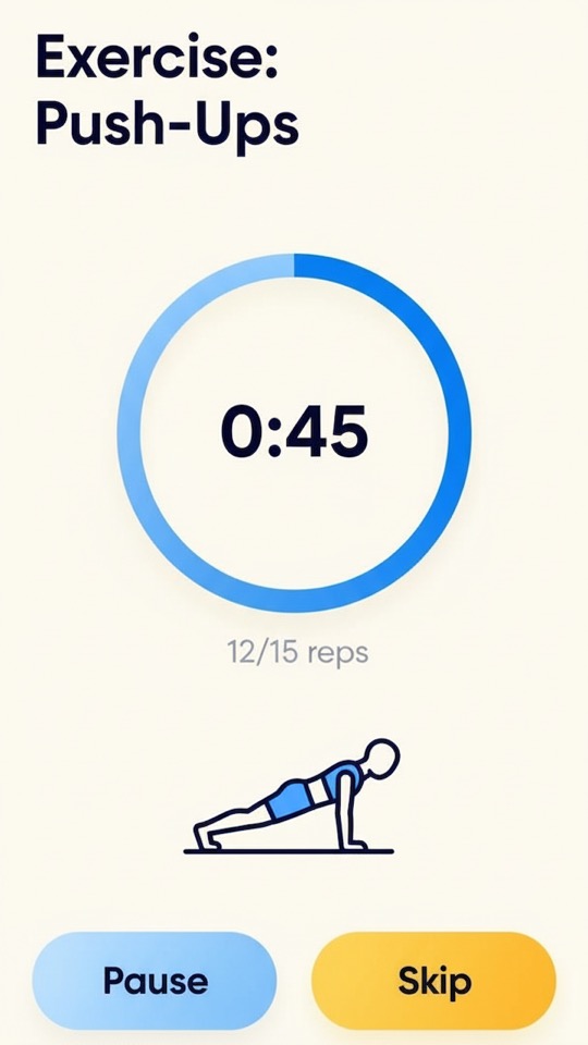 PlopFit app — micro workout and progress view